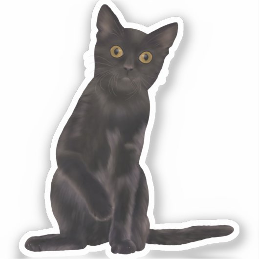 Halloween Black Cat Waterverf Sticker (Voorkant)