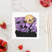 Halloween Black Cat, Whimsical Tree Bat en Moon Servet (Insitu)