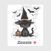 Halloween Black Cat Witch en vleermuizen Sticker (Vel)