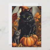  Halloween Black Cat Witch Kitten Pompoenen Feestdagenkaart (Voorkant)