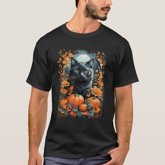 Halloween Black Cat Witch Pet Herfst Vibes T Shirt (Voorkant)