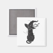 Halloween Black Cat Witch Pet Moon Magneet (Voorkant / Achterkant)