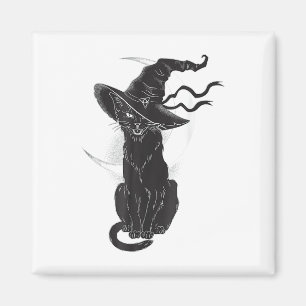 Halloween Black Cat Witch Pet Moon Magneet