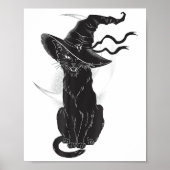 Halloween Black Cat Witch Pet Moon Poster (Voorkant)