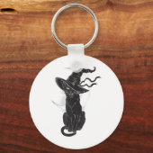 Halloween Black Cat Witch Pet Moon Sleutelhanger (Voorkant)