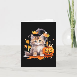 Halloween Black Cat Witch Pet pompoen voor kindere Kaart
