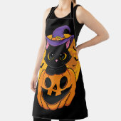 Halloween Black Cat Witch Pet pompoen voor kindere Schort (Insitu)