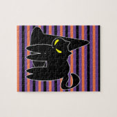 Halloween Black Cat Witch Pet Stripes Legpuzzel (Horizontaal)