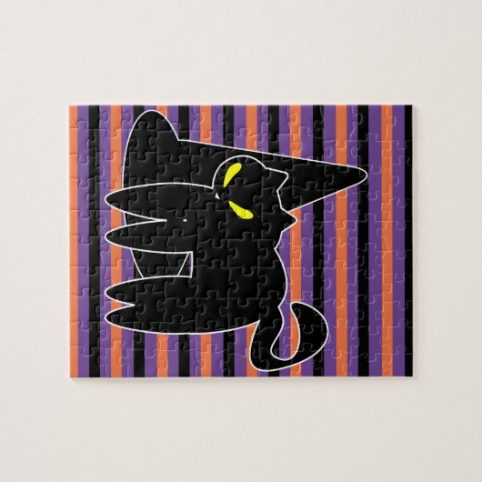 Halloween Black Cat Witch Pet Stripes Legpuzzel (Horizontaal)