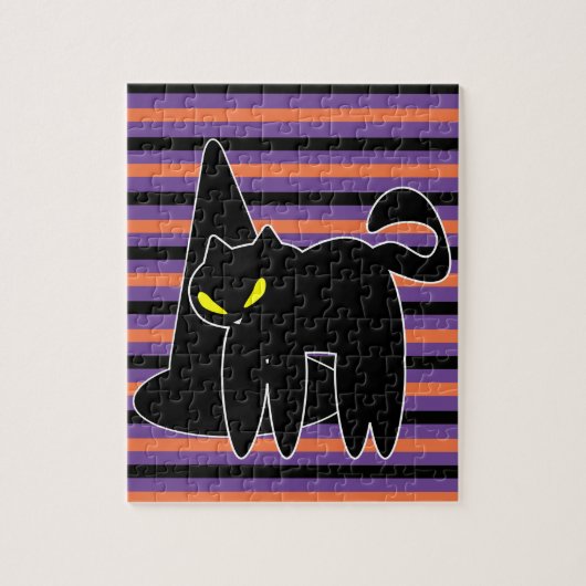 Halloween Black Cat Witch Pet Stripes Legpuzzel (Verticaal)