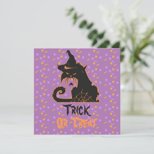 Halloween Black Cat Witch Spooky Spider Confetti Kaart (Staand voorkant)