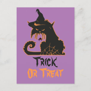 Halloween Black Cat Witch Spooky Spiers Briefkaart