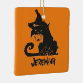 Halloween Black Cat Witch Spooky Spiers Keramisch Ornament (Rechts)