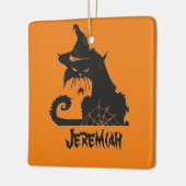 Halloween Black Cat Witch Spooky Spiers Keramisch Ornament (Links)