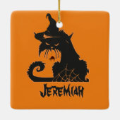 Halloween Black Cat Witch Spooky Spiers Keramisch Ornament (Achterkant)