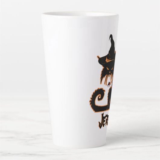 Halloween Black Cat Witch Spooky Spiers Latte Mok (Voorkant)