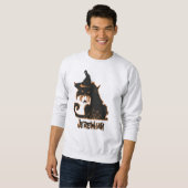 Halloween Black Cat Witch Spooky Spiers Trui (Voorkant volledig)