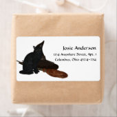 Halloween Black Cat Witches Pet Adresetiket 2 Etiket (Insitu)
