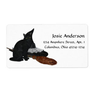 Halloween Black Cat Witches Pet Adresetiketten Etiket