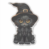 Halloween Black Cat Witches Pet Sticker (Voorkant)