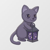 Halloween Black Cat with Magical Lantern Raamsticker (Vel)