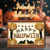  Halloween Black Cats and Pumpkins Custom Feestdagen Kaart