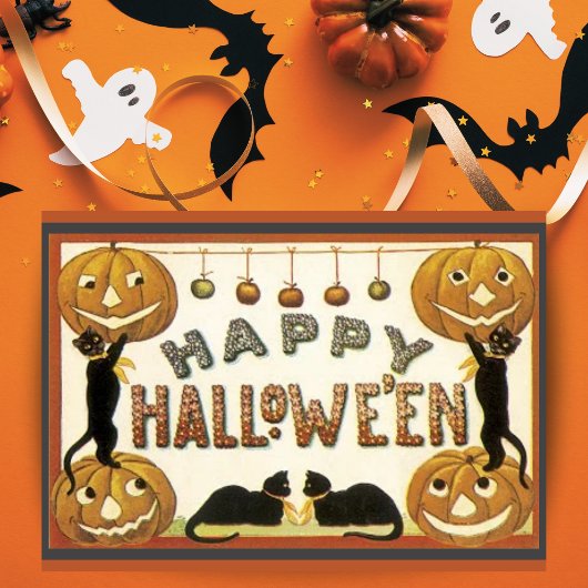 Halloween Black Cats and Pumpkins Custom Feestdagen Kaart