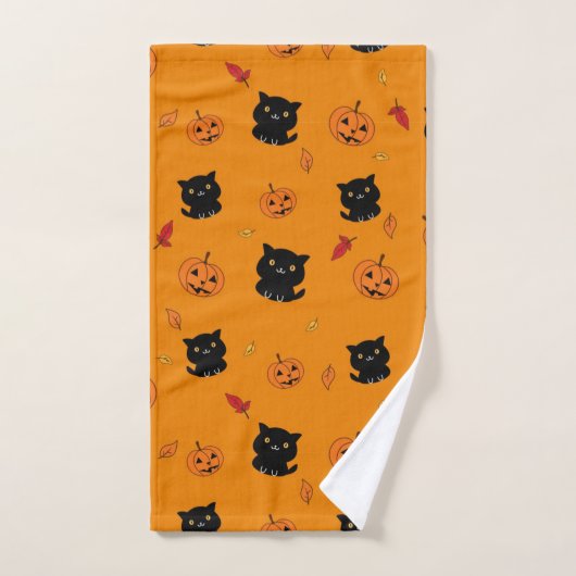 Halloween Black Cats and Pumpkins Pattern Bad Handdoek (Handdoek)