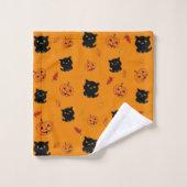 Halloween Black Cats and Pumpkins Pattern Bad Handdoek (Wasdoekje)