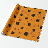 Halloween Black Cats and Pumpkins Pattern Cadeaupapier (Uitgerold)