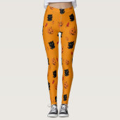 Halloween Black Cats and Pumpkins Pattern Leggings (Voorkant)