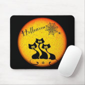 Halloween Black Cats and Spider Web Muismat (Met muis)