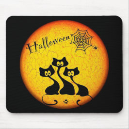 Halloween Black Cats and Spider Web Muismat