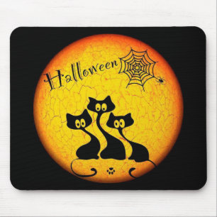 Halloween Black Cats and Spider Web Muismat