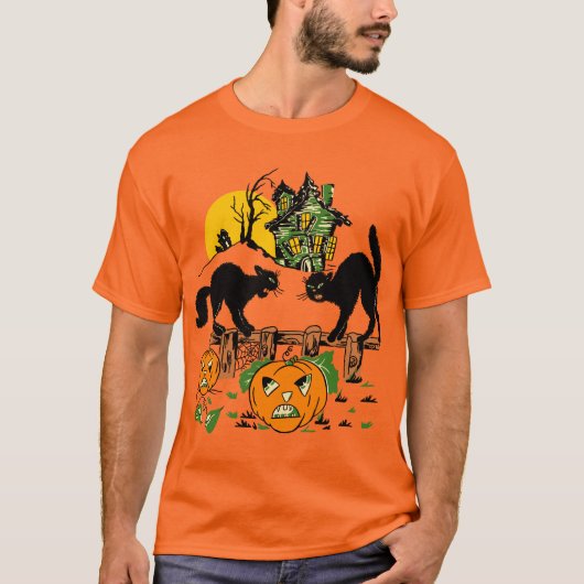 Halloween Black Cats en Pomkins T-shirt (Voorkant)