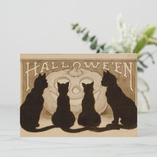  Halloween Black Cats Invitation card Kaart (Staand voorkant)