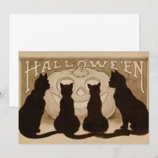  Halloween Black Cats Invitation card Kaart (Voorkant / Achterkant)