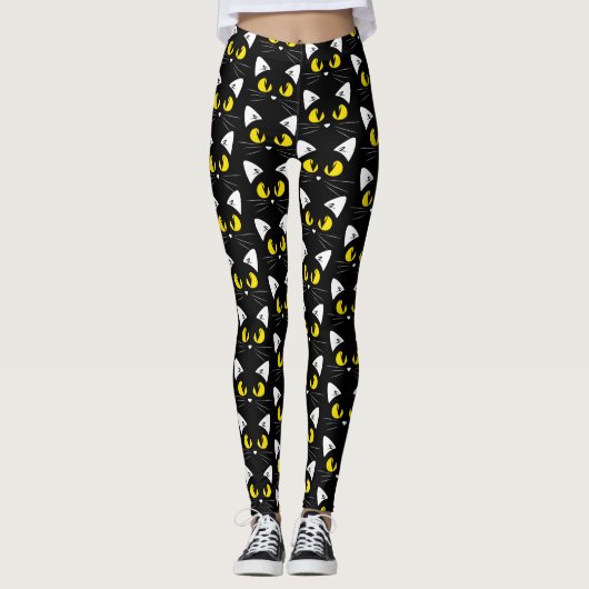 Halloween Black Cats Patroon Leggings (Voorkant)