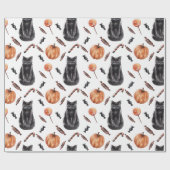 Halloween Black Cats, pomkins and Trees Cadeaupapier (Vlak)