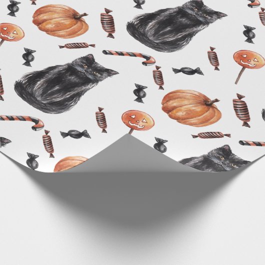 Halloween Black Cats, pomkins and Trees Cadeaupapier (Hoek)