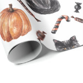 Halloween Black Cats, pomkins and Trees Cadeaupapier (Rol Hoek)