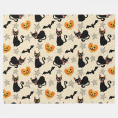 Halloween Black Cats, Pomkins, Bats en Webs Fleece Deken (Voorkant (Horizontaal))