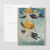 Halloween Black Cats & Pumpkin Ghosts  Briefkaart (Voorkant / Achterkant)