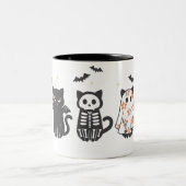 Halloween Black Cats Spooky Schattige Funny Tweekleurige Koffiemok (Center)