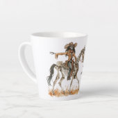 Halloween Black Cowgirl Western Horse Skeleton Latte Mok (Linkerhoek)