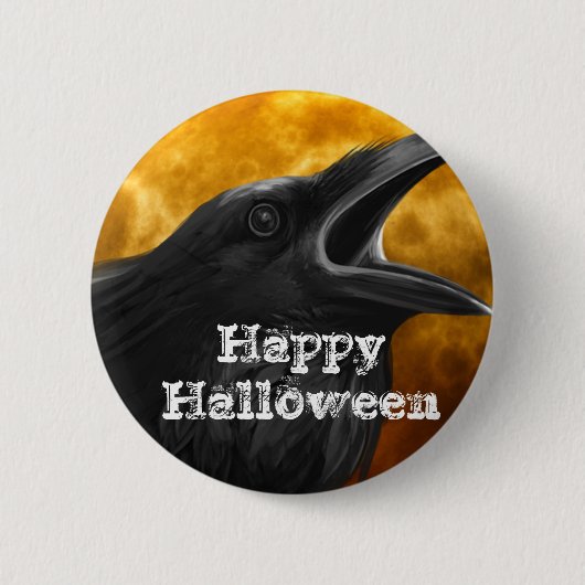 Halloween Black Crow Ronde Button 5,7 Cm (Voorkant)