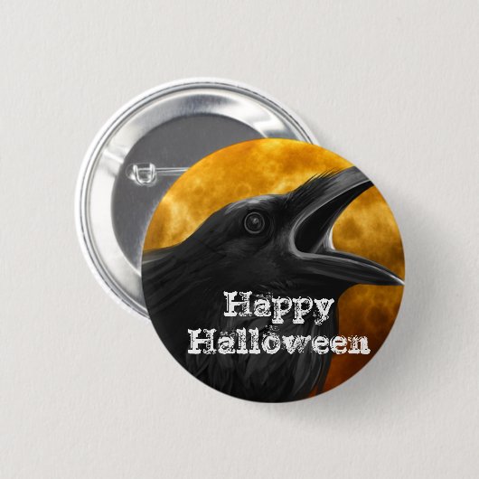 Halloween Black Crow Ronde Button 5,7 Cm (Voorkant /achterkant)