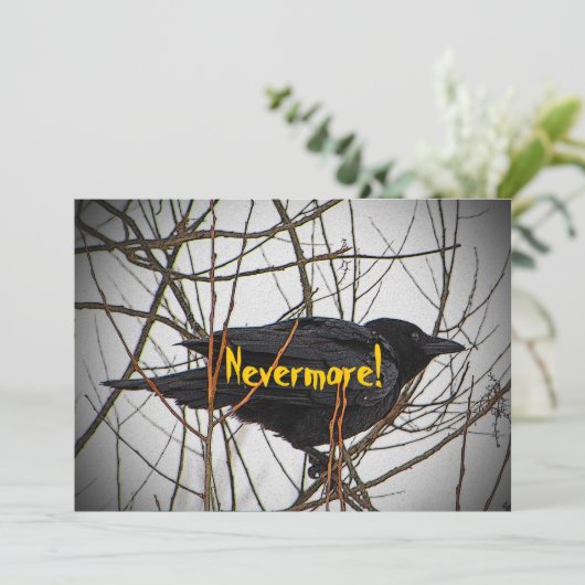 Halloween Black Crow uitnodiging (Staand voorkant)