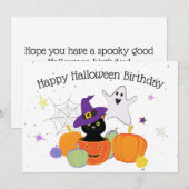 Halloween Black Cute Cat and Pumpkins Kaart (Voorkant / Achterkant)