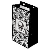 HALLOWEEN Black  Damask Pattern Skull Klein Cadeauzakje (Voorkant Gekanteld)